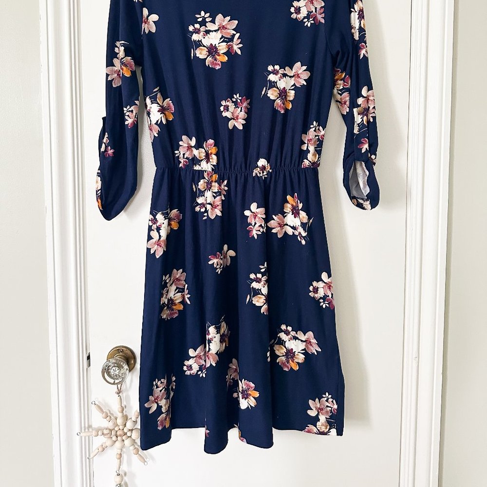 French Grey Floral Dress